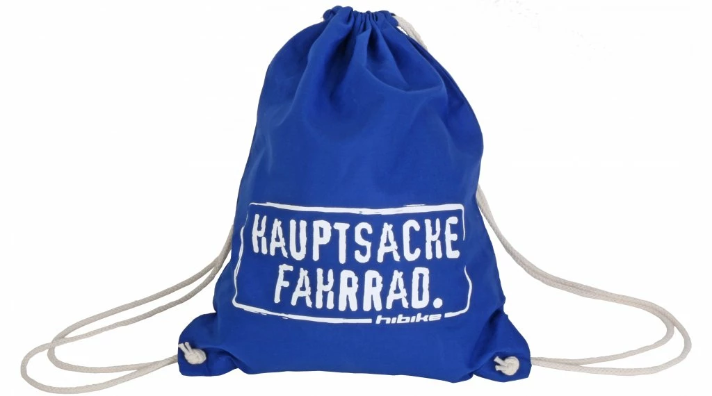 HIBIKE "Hauptsache Fahrrad." Turnbeutel Coton-Stoffpoche Bleu 1 HIBIKE "Hauptsache Fahrrad." Turnbeutel Coton-Stoffpoche Bleu